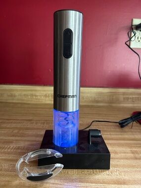 Chefman Electric Wine Opener in Stainless Steel with Blue LED